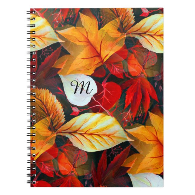 Realm of Foliage with Maple Leaves in Warm Colours Notebook (Front)