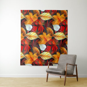 Realm of Foliage with Maple Leaves in Warm Colours Tapestry