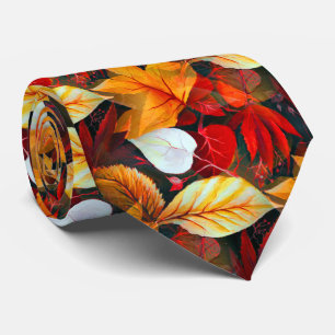 Realm of Foliage with Maple Leaves in Warm Colours Tie