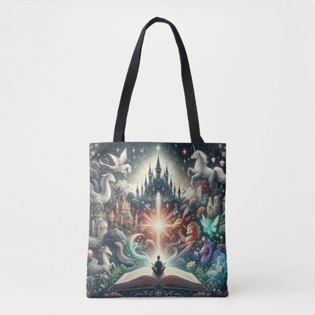 Realm of Imagination: Fantasy Books Tote Bag (Front)