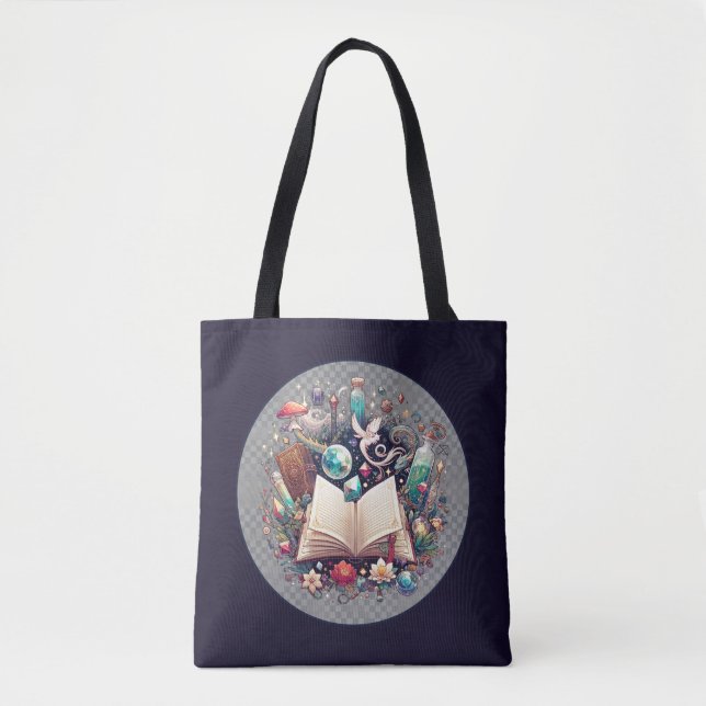 Realm of Imagination: Fantasy Books Tote Bag (Front)
