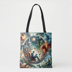 Realm of Imagination: Fantasy Books Tote Bag