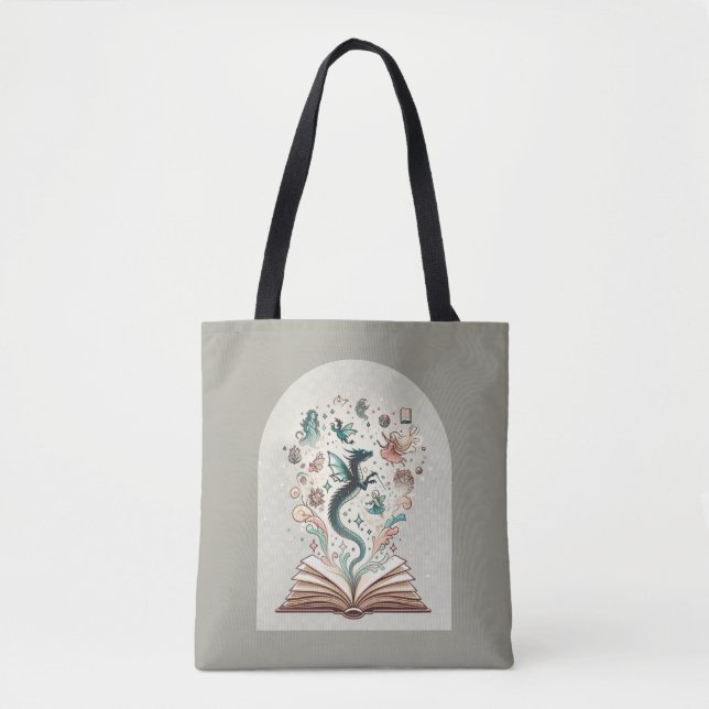 Realm of Imagination: Fantasy Books Tote Bag (Front)