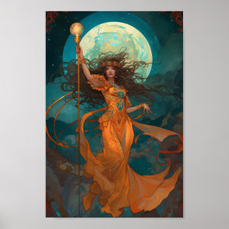 Realm Walkers: "Elemental Sorceress" fantasy art Poster
