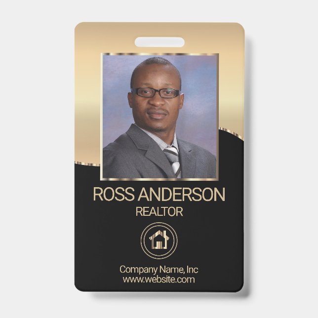 Realtor Agent in Black and Gold ID Badge (Front)