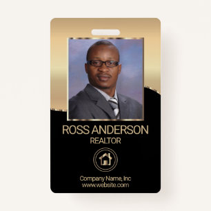 Realtor Agent in Black and Gold ID Badge
