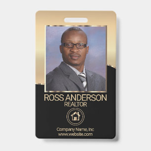 Realtor Agent in Black and Gold ID Badge