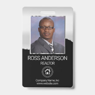 Realtor Agent in Black and Silver ID Badge