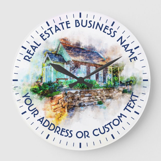 Realtor Agent Real Estate Agency And Business Name Large Clock (Front)