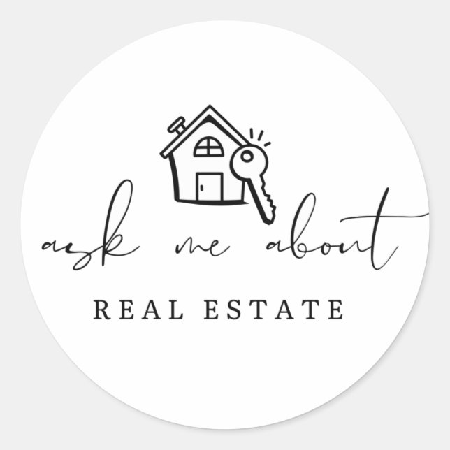 Realtor Ask Me About Real Estate Promotional  Classic Round Sticker (Front)
