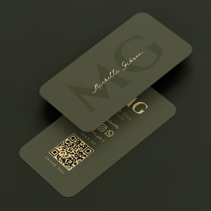 Realtor Attorney Notary Army Green Modern QR Business Card