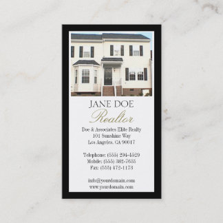 Realtor B/W Photo Gold Script Border Business Card