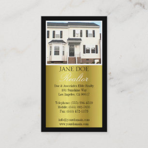 Realtor B/W Photo Script Gold Metallic Business Card