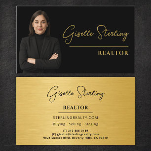 Realtor Black Gold Luxury Metallic Business Card
