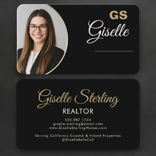 Realtor Black Gold Photo Business Card