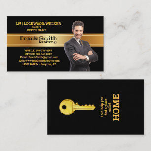 Realtor Black & Gold Theme Key House Business Card
