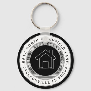 Realtor - Black, Silver and White  Key Ring