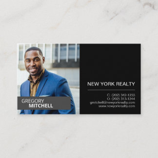 Realtor Black & Silver with Portrait Business Card