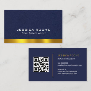 Realtor Blue Real Estate Agent Modern QR Code Business Card