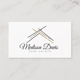 Realtor branding  with hous roof in gold colour business card