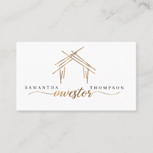 Realtor branding with house in gold business card