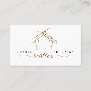 Realtor branding with house in gold business card