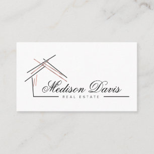 Realtor branding  with house in rose gold  business card