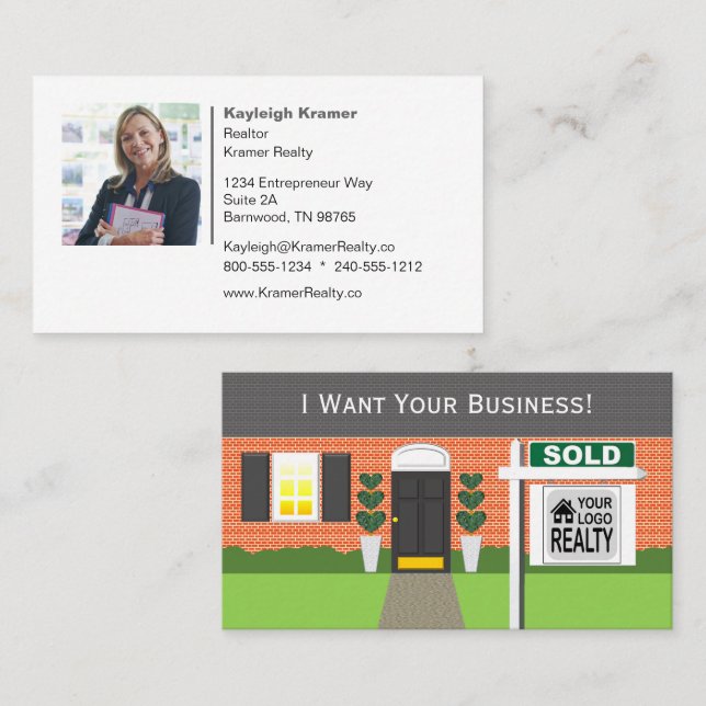 Realtor Brick House Sold Sign Business Card (Front/Back)