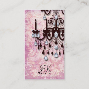 Realtor Business Card Vintage Damask Chandelier