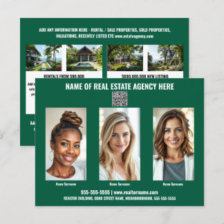 Realtor business marketing postcard green white