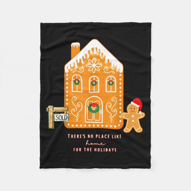 Realtor Christmas Funny Realtor Holiday Gingerbrea Fleece Blanket (Front)