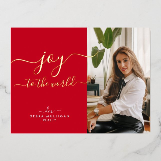 Realtor Christmas Holidays Postcard - Gold Foil (Front)