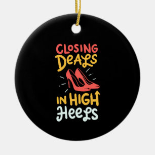 Realtor - Closing Deals In High Heels Ceramic Tree Decoration