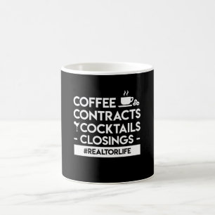 Realtor Coffee Contracts Cocktails Closing Mug