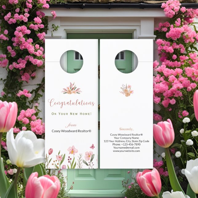 Realtor Congratulations Personalised Flowers Door Hanger (Creator Uploaded)