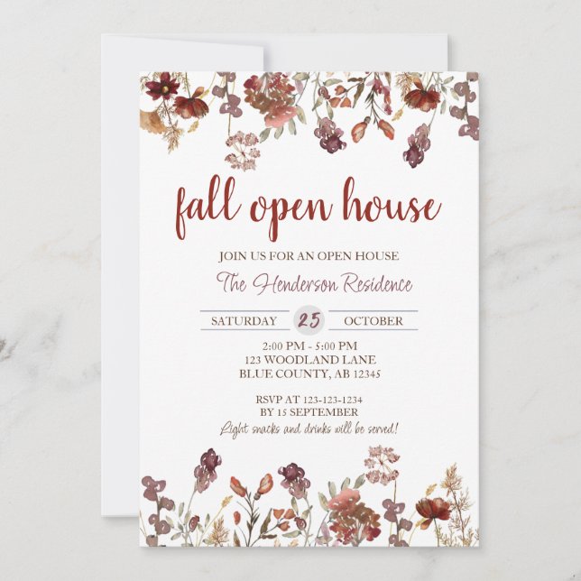 Realtor Fall Open House, Housewarming, New Home Invitation (Front)