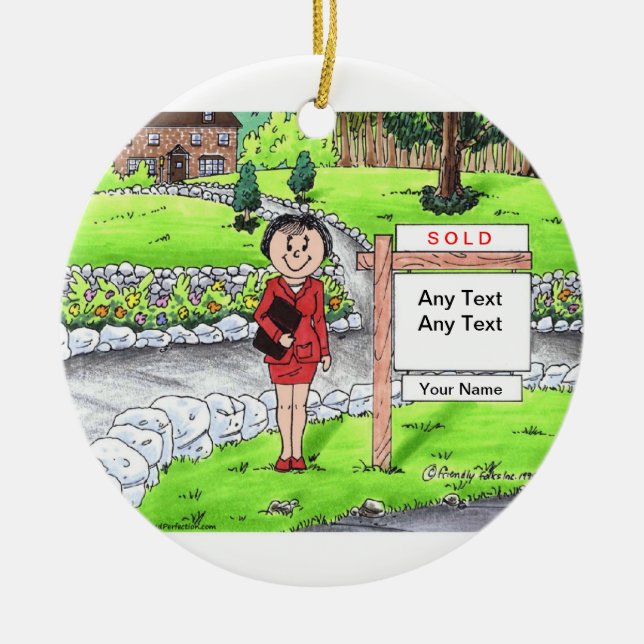 Realtor - Female Ceramic Tree Decoration (Front)
