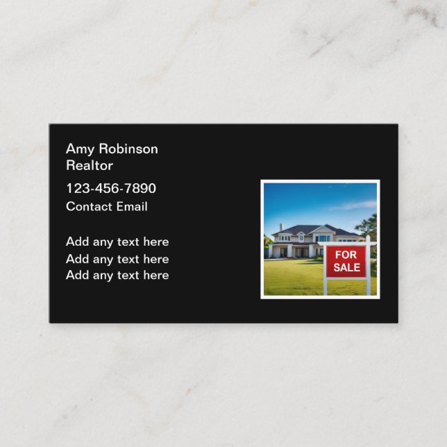 Realtor For Sale Sign Business Cards Design  (Front)