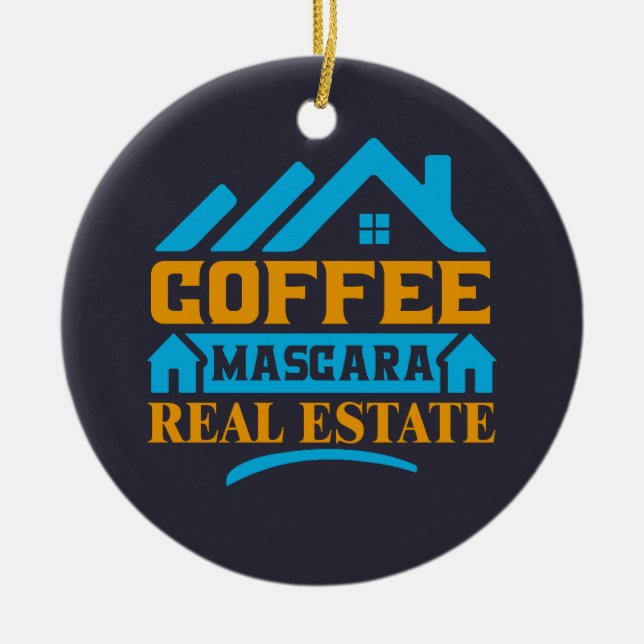 Realtor Gift | Coffee Mascara Real Estate Ceramic Tree Decoration (Front)