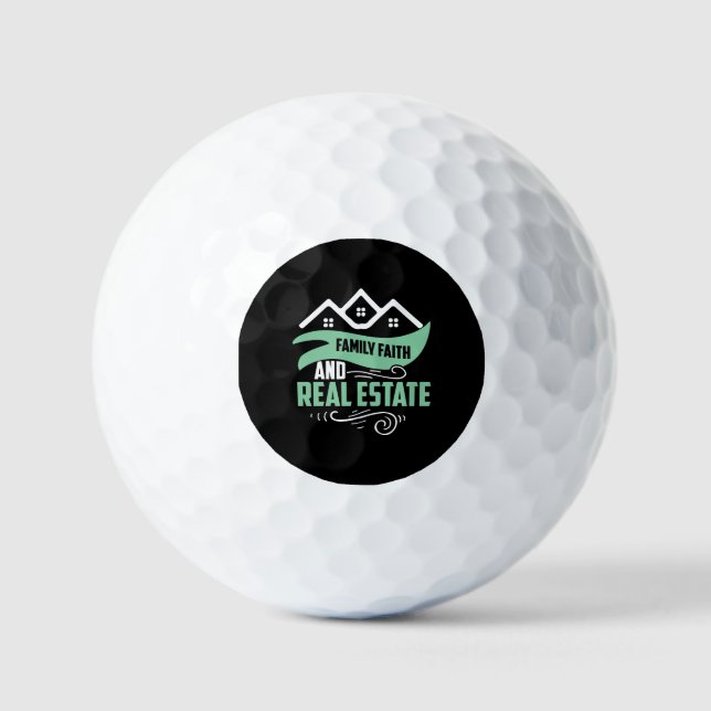 Realtor Gift | Family Faith And Real Estate Golf Balls (Front)
