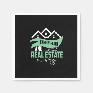 Realtor Gift | Family Faith And Real Estate Napkin