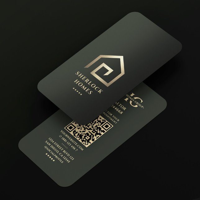Realtor Gold House Architect Modern Dark Green Business Card (Realtor Gold House Architecture Modern Dark Green Business Card
)