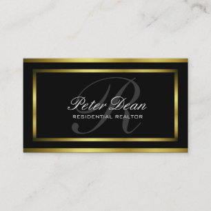 Realtor Gold Metal Metallic Border Business Card