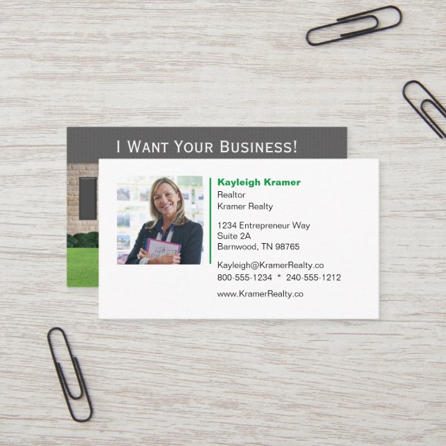Realtor Grey Brick House Sold Sign Business Card (Front/Back In Situ)