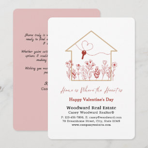 Realtor Happy Valentine's Day   Home is the Heart  Card