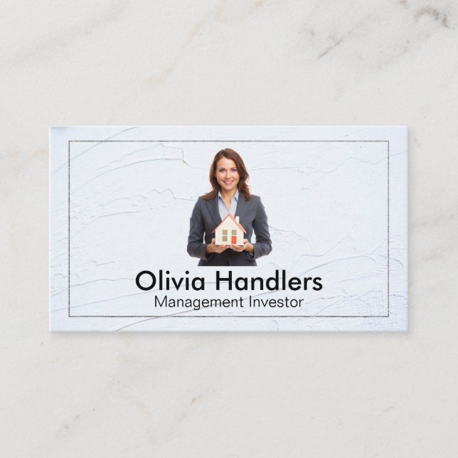 Realtor Holding House Prop | Business Woman Business Card (Front)