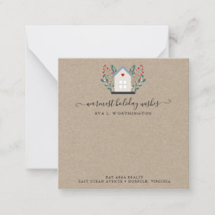 Realtor Home Holiday Winter Greenery Logo  Card