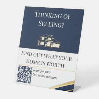 Realtor Home Value QR Sign Navy Gold