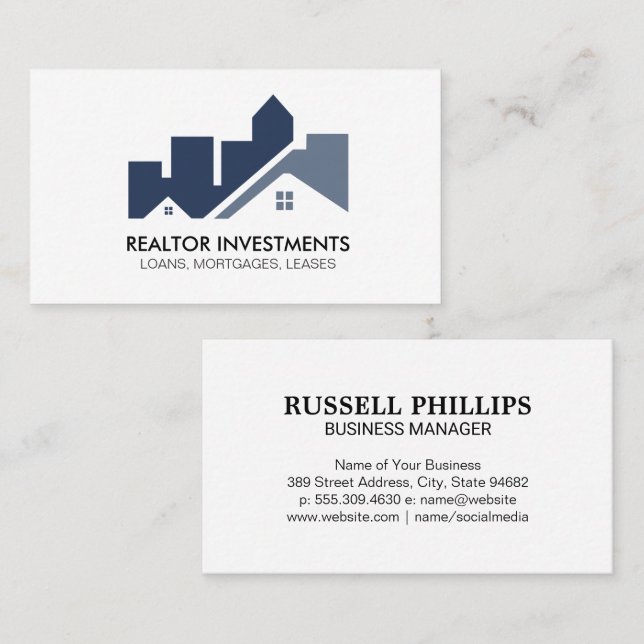 Realtor Houses and Building Logo Business Card (Front/Back)
