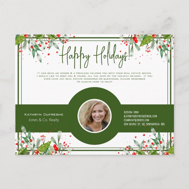 Realtor/Insurance Beautiful Foliage Holiday Postcard (Front)